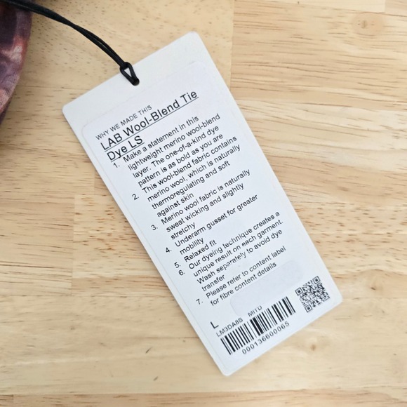 NWT Lululemon Lab Mens Large Long Sleeve Merino Wool Blend Tie Dye Relaxed Fit - Picture 4 of 9